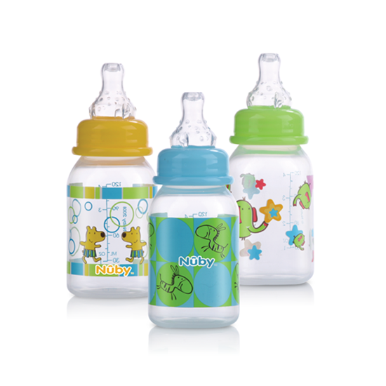 Nuby Printed Non-Drip Bottle 4 Ounce Colors May Vary