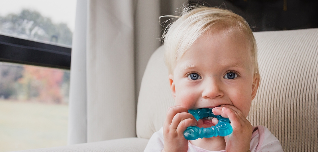 3 Months+ 1pk Nuby Gummy Gripz Silicone Soothing Teether Colors May Vary 